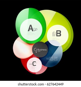 Glossy glass circle banner design template, speech bubbles