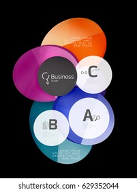 Glossy glass circle banner design template, speech bubbles