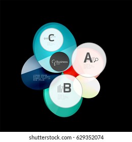 Glossy glass circle banner design template, speech bubbles
