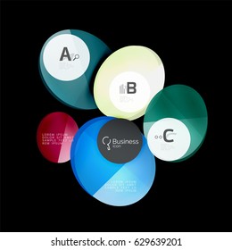 Glossy glass circle banner design template, speech bubbles