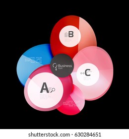 Glossy glass circle banner design template, speech bubbles