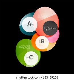Glossy glass circle banner design template, speech bubbles