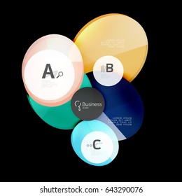 Glossy glass circle banner design template, speech bubbles
