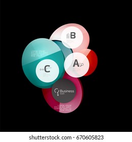 Glossy glass circle banner design template, speech bubbles