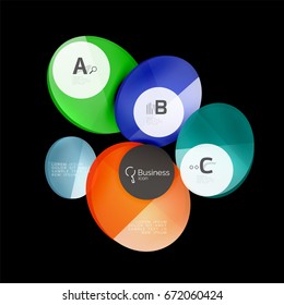Glossy glass circle banner design template, speech bubbles