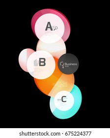 Glossy glass circle banner design template, speech bubbles