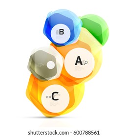 glossy glass elements, hexagons with options