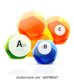 elementos de vidrio brillante, hexagones con opciones