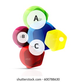 glänzende Glaselemente, Hexagons mit Optionen