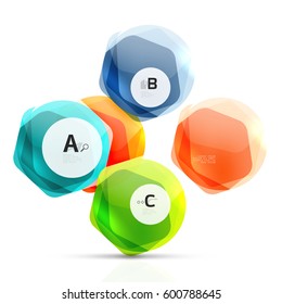 glossy glass elements, hexagons with options