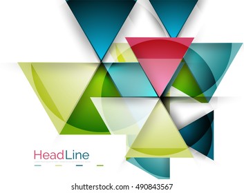 Diseño triangular moderno de vidrio brillante. Fondo del vector