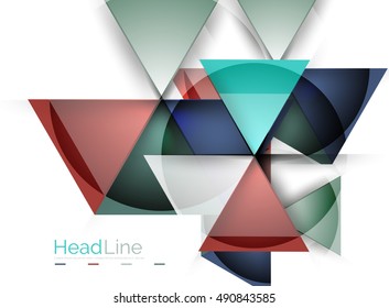 Diseño triangular moderno de vidrio brillante. Fondo del vector