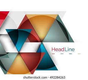 Diseño triangular moderno de vidrio brillante. Fondo del vector
