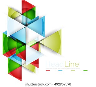 Diseño triangular moderno de vidrio brillante. Fondo del vector