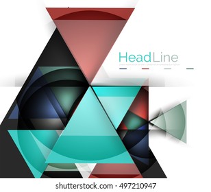 Diseño triangular moderno de vidrio brillante. Fondo del vector
