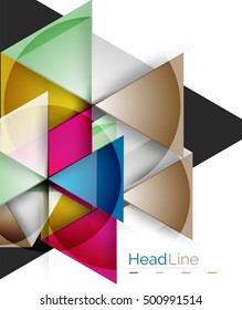 Diseño triangular moderno de vidrio brillante. Fondo del vector