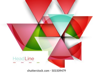 Diseño triangular moderno de vidrio brillante. Fondo del vector