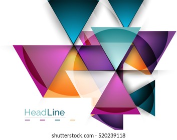 Diseño triangular moderno de vidrio brillante. Fondo del vector