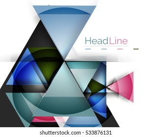 Diseño triangular moderno de vidrio brillante. Fondo del vector