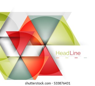 Diseño triangular moderno de vidrio brillante. Fondo del vector