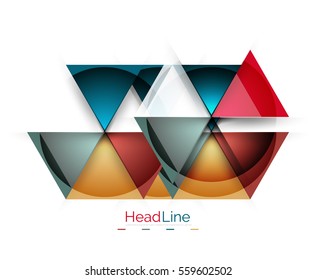 Diseño triangular moderno de vidrio brillante. Fondo del vector