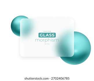 glossy glass morphism abstract background with 3d sphere vector 