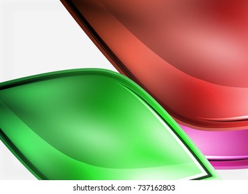 Glossy glass shapes abstract background, vector