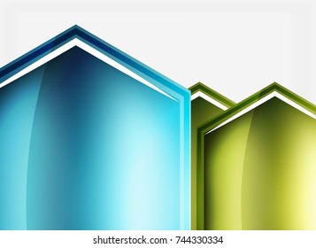 Glossy glass shapes abstract background, vector