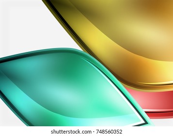 Fondo abstracto de formas de vidrio brillante, vector