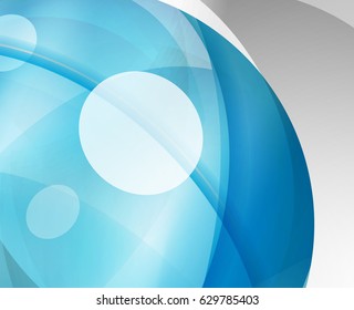 Glossy glass shiny bubble abstract background, wave lines. Vector illustration