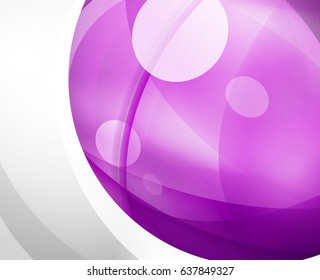Glossy glass shiny bubble abstract background, wave lines. Vector illustration