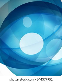 Glossy glass shiny bubble abstract background, wave lines. Vector illustration