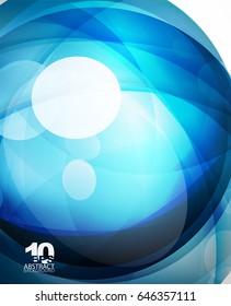 Glossy glass shiny bubble abstract background, wave lines. Vector illustration