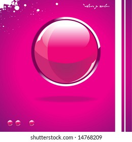 Glossy glass sphere on a violet background