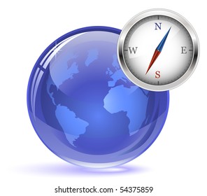 Glossy Globe and Compass