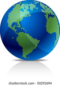 Icono 3D de semitono de globo brillante.