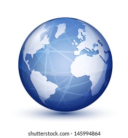 Icono de globo brillante. Concepto de comunicación global. Ilustración del vector