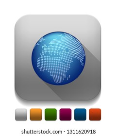 Glossy Globe Icon With long shadow over app button