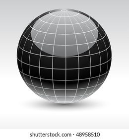 Glossy globe icon. Vector illustration.
