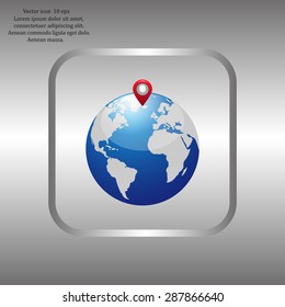 Glossy globe with marks. Vector illustration