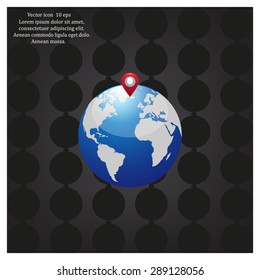 Glossy globe with marks. Vector illustration