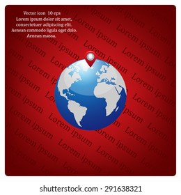 Glossy globe with marks. Vector illustration