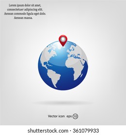 Glossy globe with marks. Vector illustration