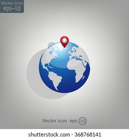 Glossy globe with marks. Vector illustration