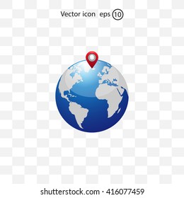 Glossy globe with marks. Vector illustration