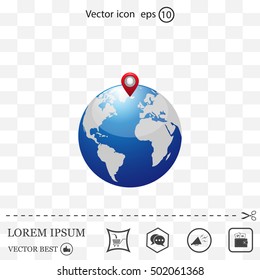 Glossy globe with marks. Vector illustration