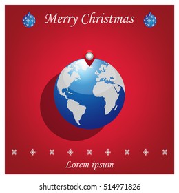 Glossy globe with marks. Vector illustration