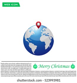 Glossy globe with marks. Vector illustration