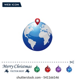 Glossy globe with marks. Vector illustration
