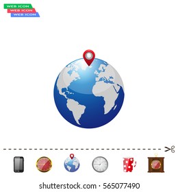 Glossy globe with marks. Vector illustration